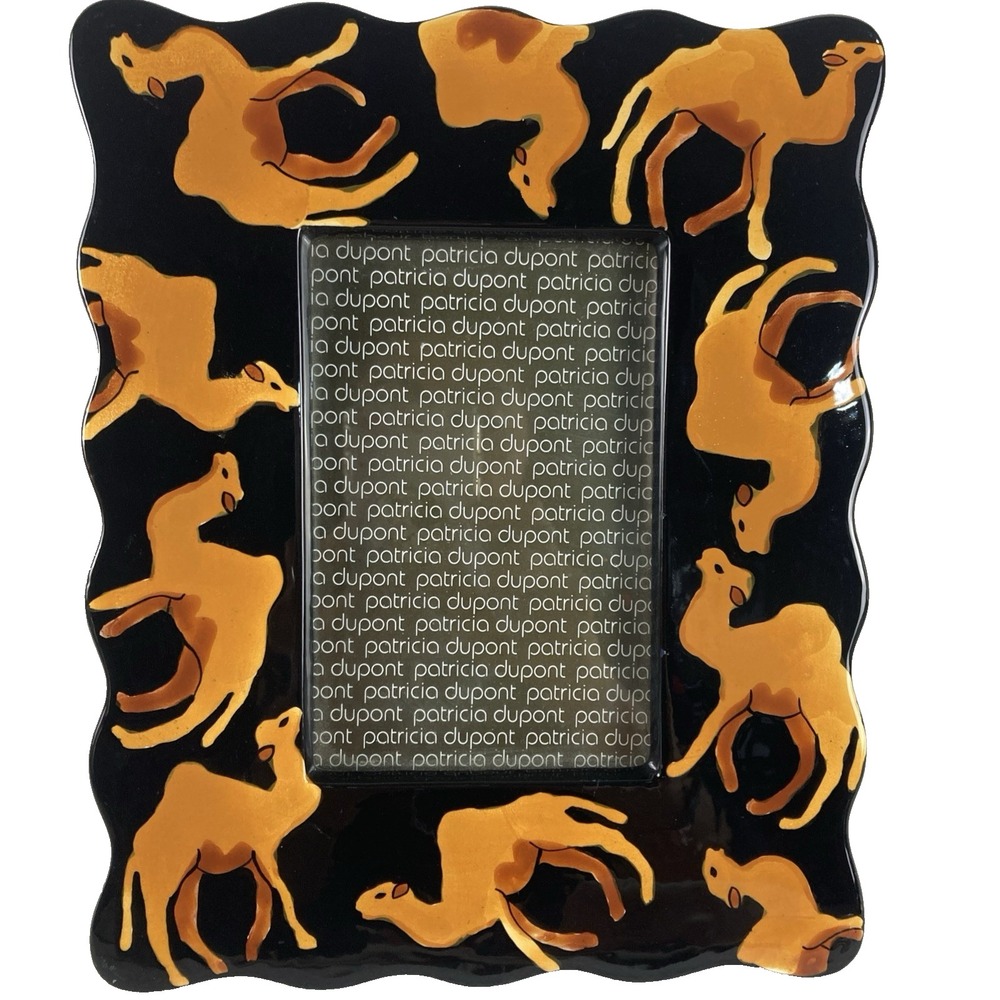 Patricia DuPont Black Picture Frame Camel Ceramic 9.5x8 Rare Artsy Vintage 1997